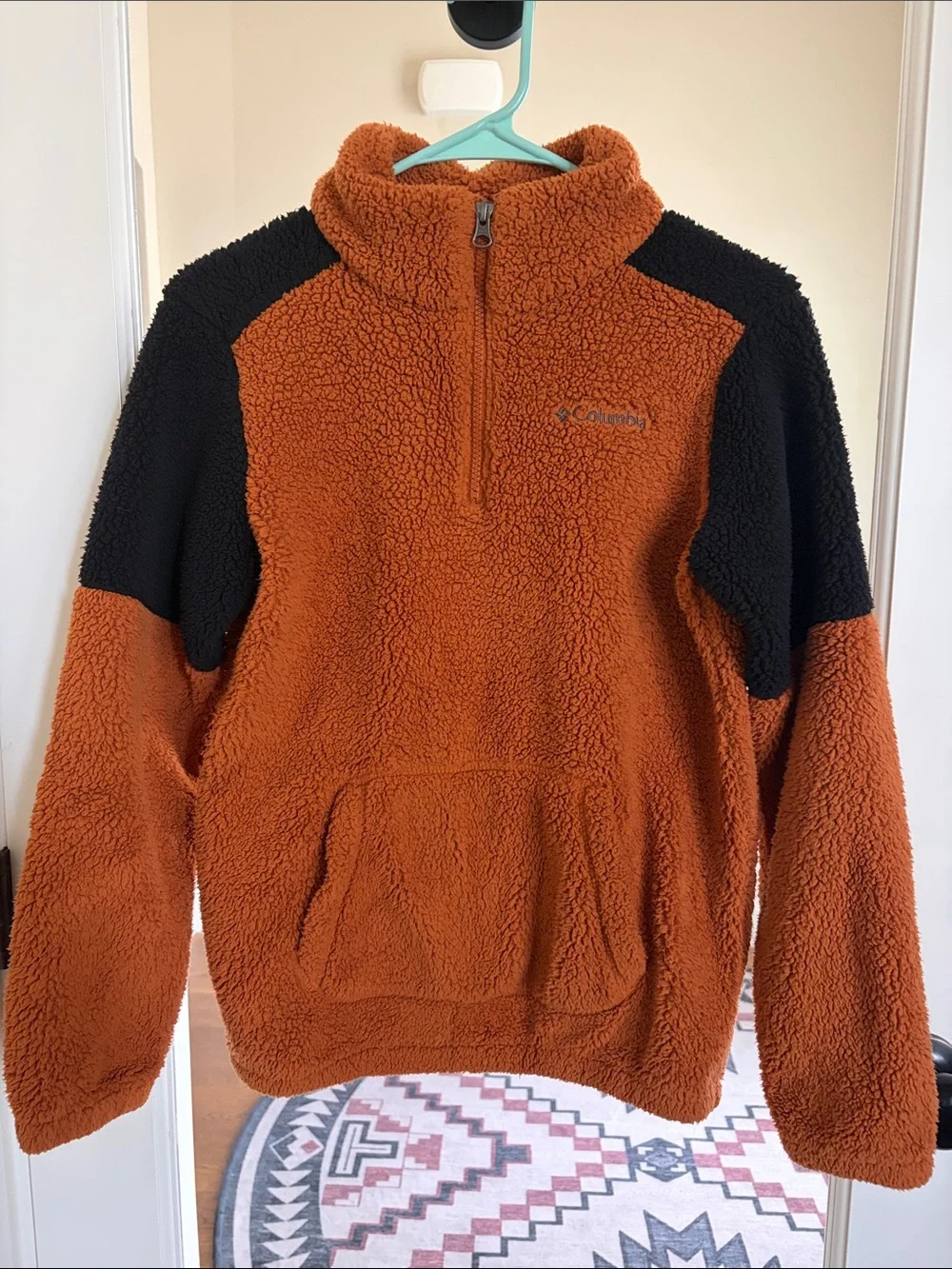 Columbia Rust Orange and Black Sherpa Half-Zip Pullover